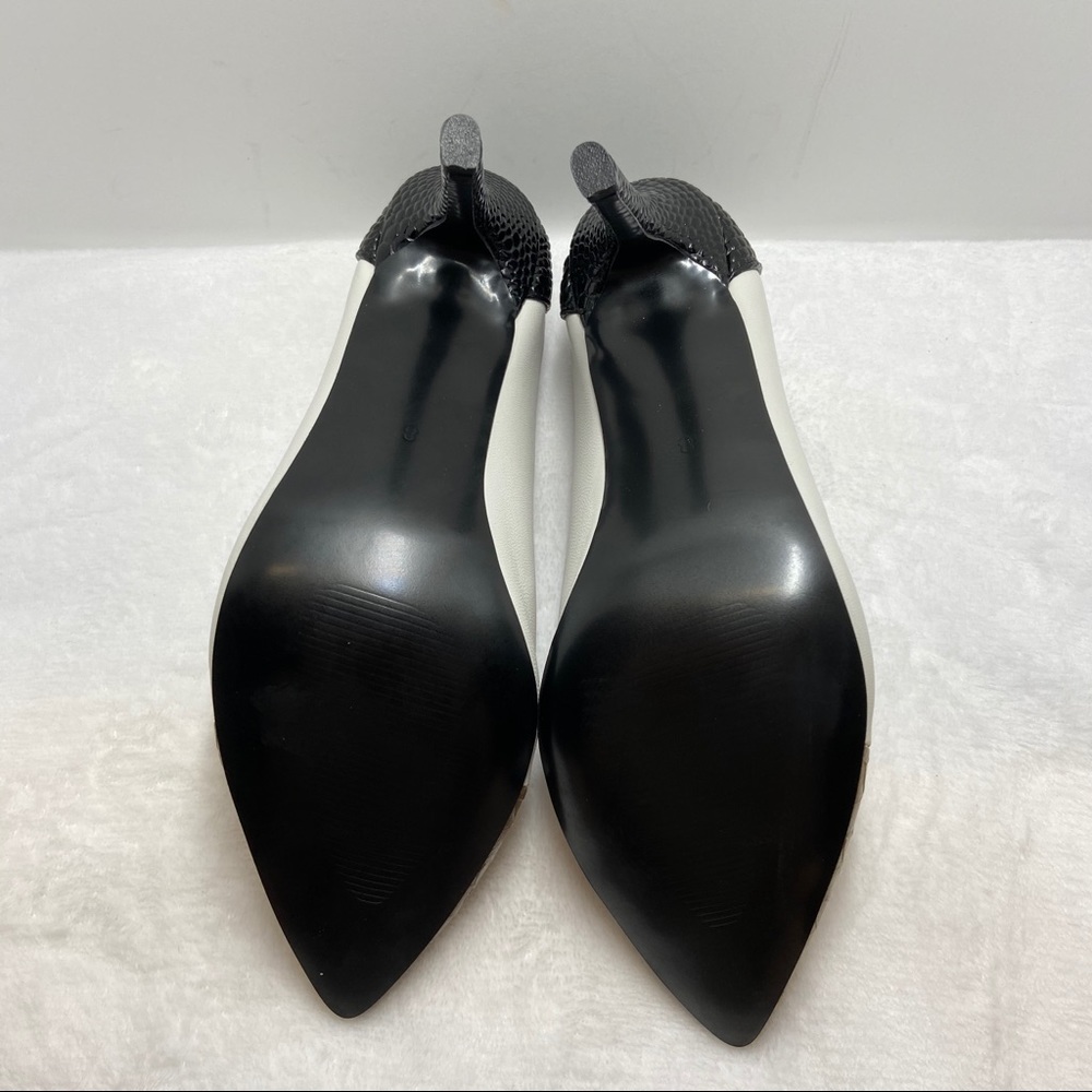 Pointed Toe V Cut Black Python Stiletto Heel Pumps - image 8